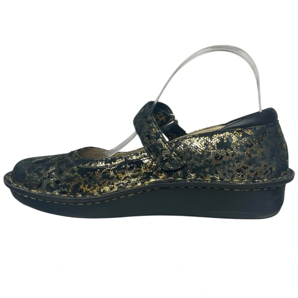 Alegria 39 Belle Glammo gold and black suede Mary Janes - Picture 7 of 9